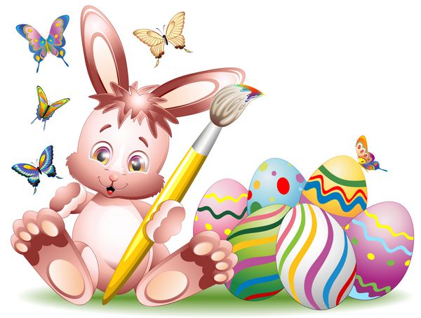 Pasqua Coniglio e Uova Colorate-تخم مرغ نقاشی خرگوش عید پاک