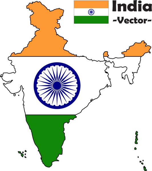 Indienvektor mit Flagge در Hintergrund