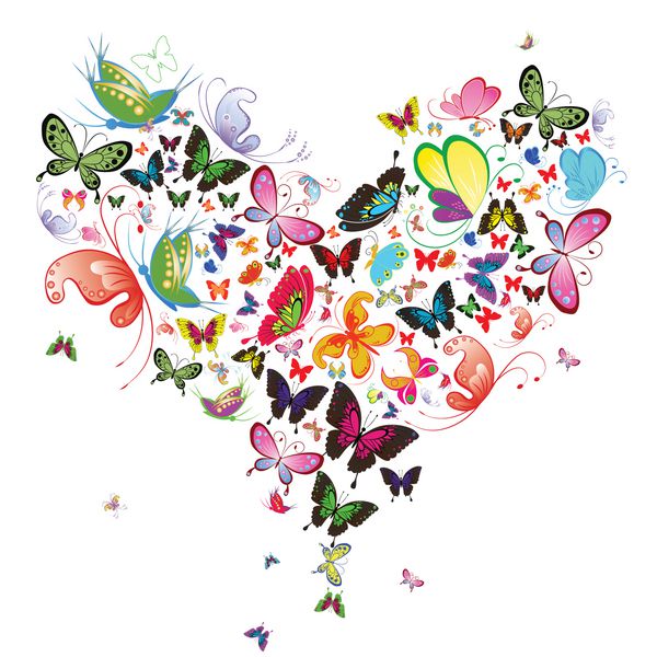 قلب پروانه تصویر ولنتاین عنصر برای طراحی