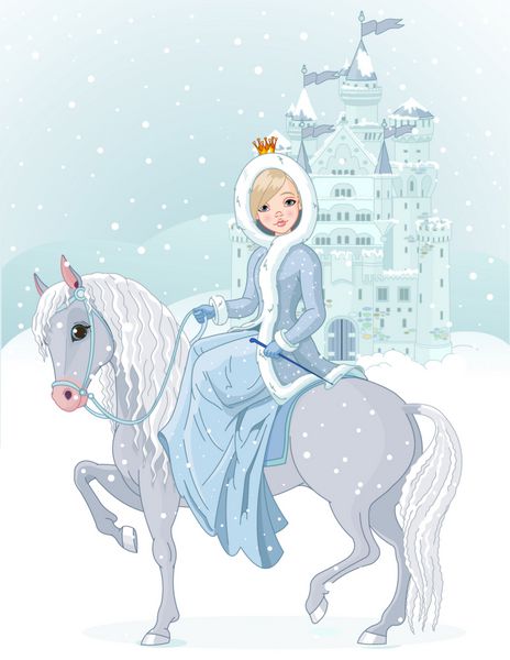 پرنسس سوار بر اسب در زمستان