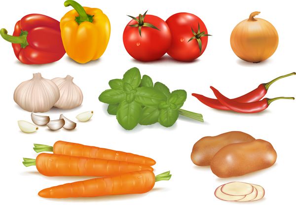 گروه بزرگ رنگارنگ سبزیجات بردار