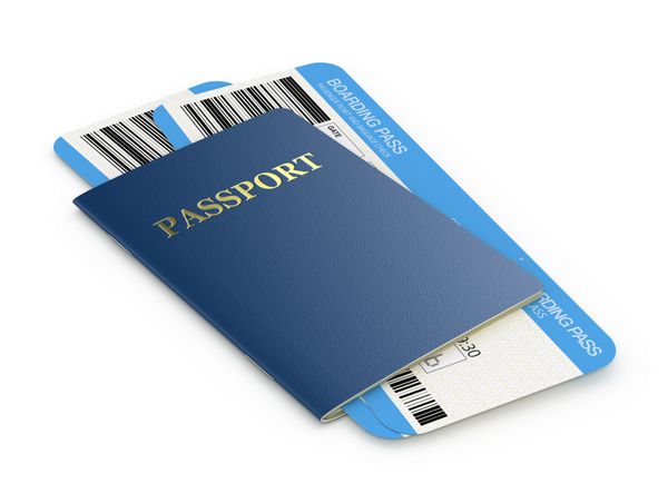 گذرنامه و بلیط هواپیما