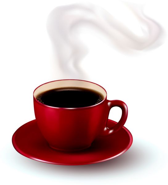 فنجان قهوه قرمز عالی با بخار وکتور