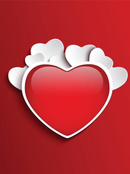 قلب روز ولنتاین در پس زمینه قرمز