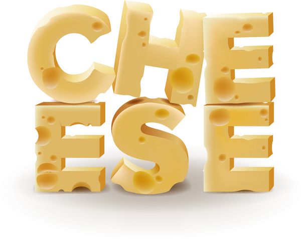 کلمه پنیر نوشته شده با پنیر وکتور تصویر