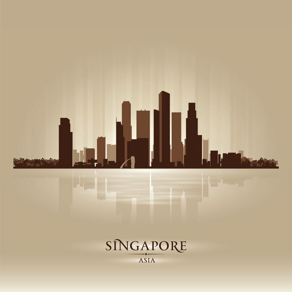 سیلوئت شهر خط افق آسیا سنگاپور