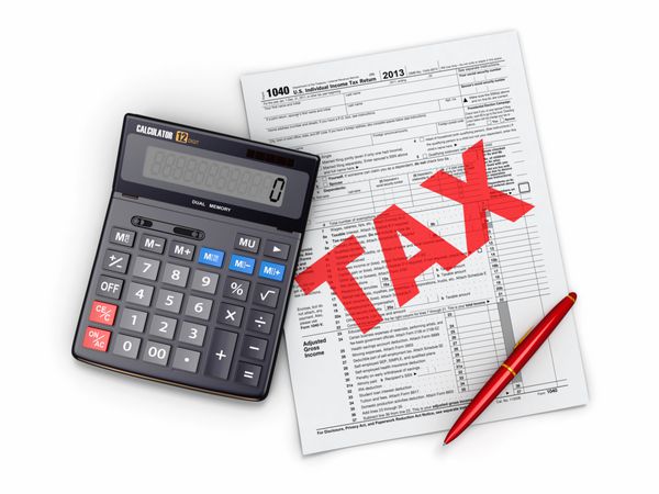 زمان مالیات اظهارنامه مالیاتی 1040 ماشین حساب و مداد