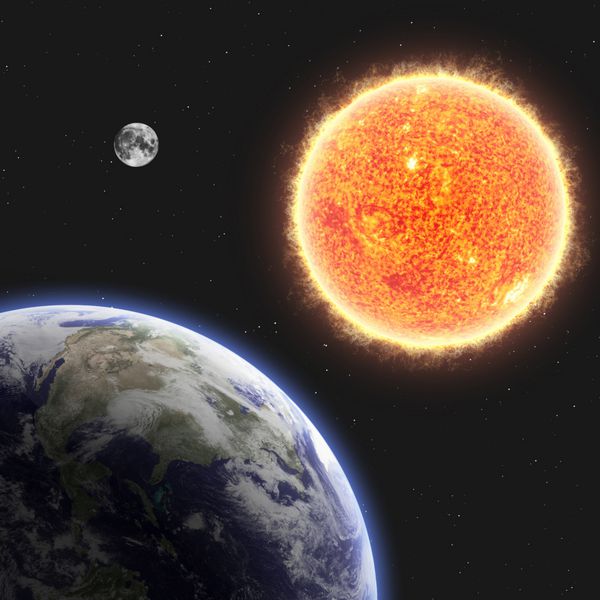 زمین و خورشید عناصر این تصویر توسط ناسا ارائه شده است