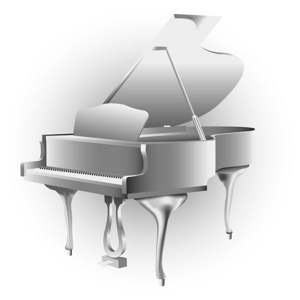 پیانو گرند کلاسیک جدا شده در زمینه سفید