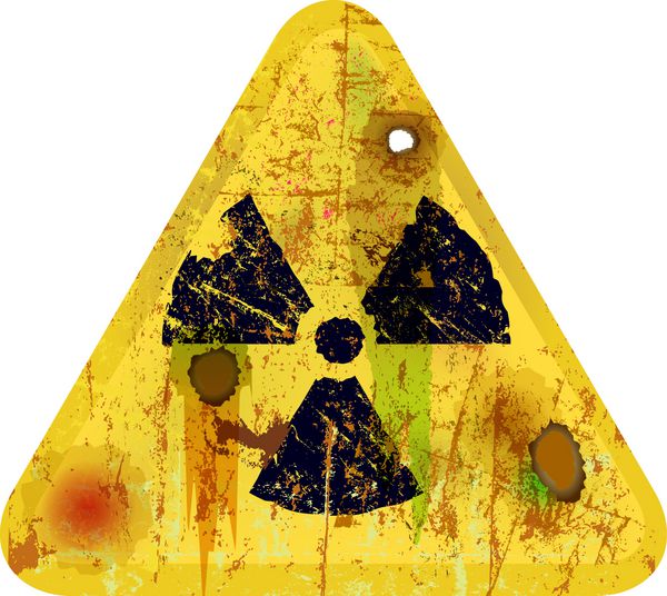 Strahlungswarnung Schild verrostet und verrottet SymbolbildV