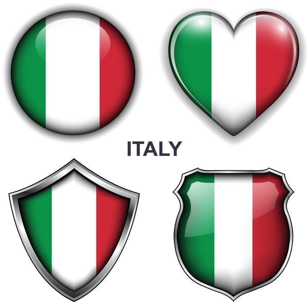 نمادهای پرچم ایتالیا دکمه های وکتور