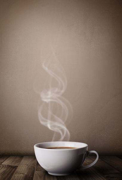 فنجان قهوه با بخار سفید انتزاعی