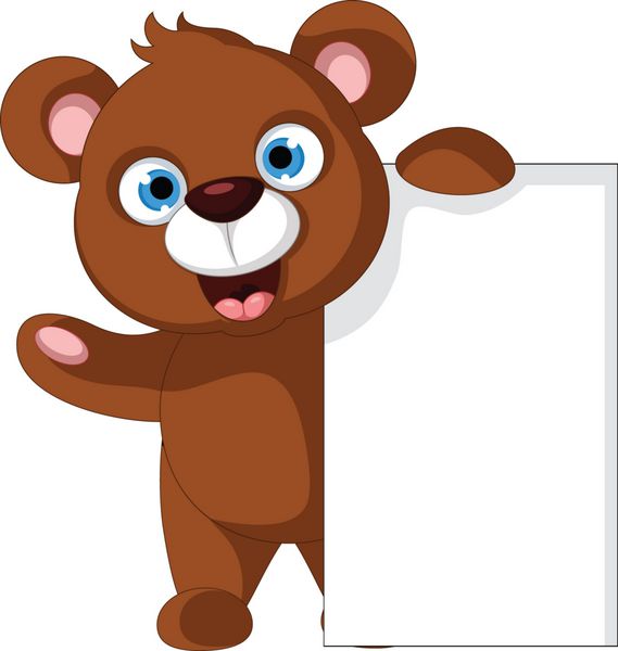 ژست کارتونی بچه خرس قهوه ای با علامت خالی