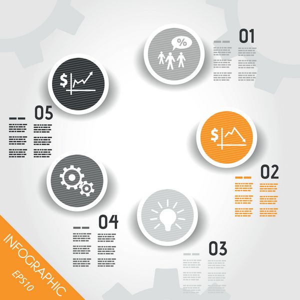 دکمه های دایره راه راه نارنجی با نمادهای تجاری