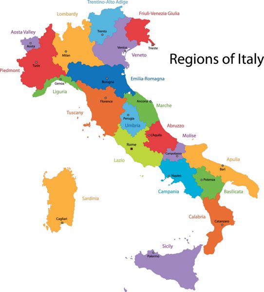نقشه تقسیمات اداری ایتالیا