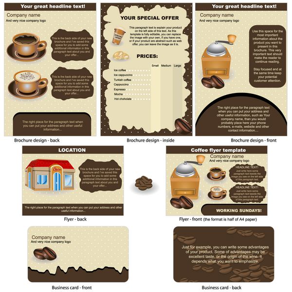 قالب طراحی بروشور قهوه
