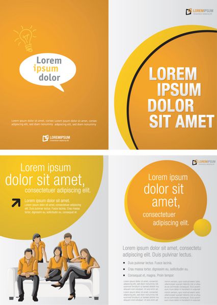 قالب زرد و نارنجی برای تبلیغات با افراد تجاری