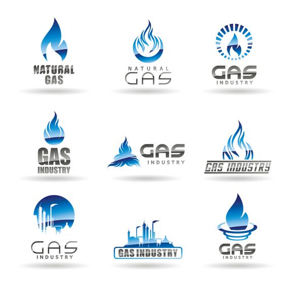 مجموعه ای از نمادهای انرژی گاز گاز طبیعی صنعت گاز