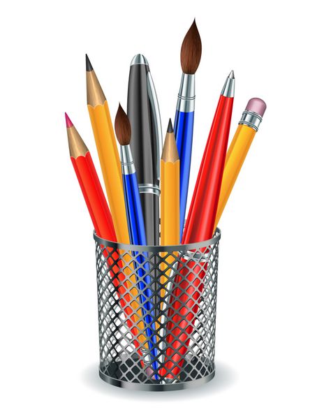 قلم مو مداد و خودکار در نگهدارنده