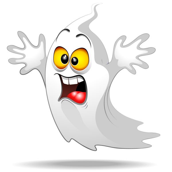 Scared Ghost Funny Cartoen Halloween Fantasma Spavento-Vector