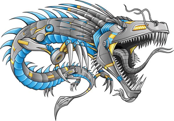 ربات Cyborg Dragon Vector Illustration art