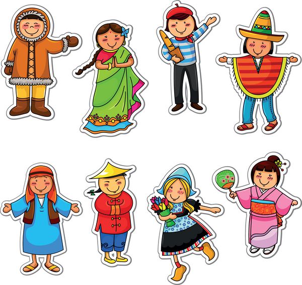 بچه ها با لباس های سنتی مختلف