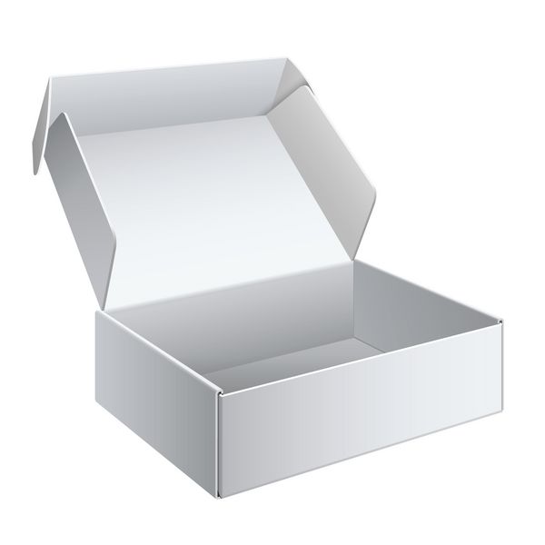 جعبه بسته سفید باز شد برای دستگاه الکترونیکی
