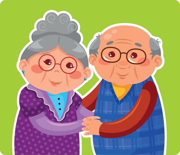 زن و شوهر پیر در آغوش گرفته و لبخند می زنند