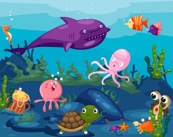 منظره دریا زندگی حیوانات زیر آب