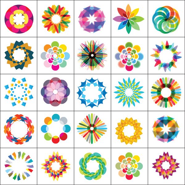 مجموعه ای از 25 عنصر طراحی رنگارنگ نمادها
