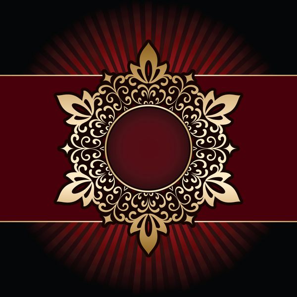 قاب طلایی زینتی در زمینه قرمز