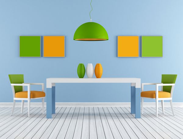 اتاق غذاخوری مدرن رنگارنگ