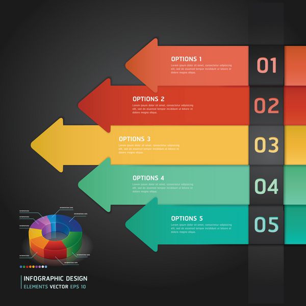 کارت بنر گزینه های شماره اینفوگرافیک رنگارنگ وکتور
