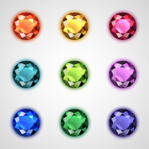 مجموعه سنگ های قیمتی رنگارنگ - وکتور