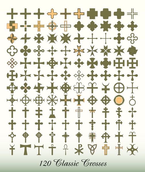 مجموعه ای از 120 صلیب کلاسیک جدا شده