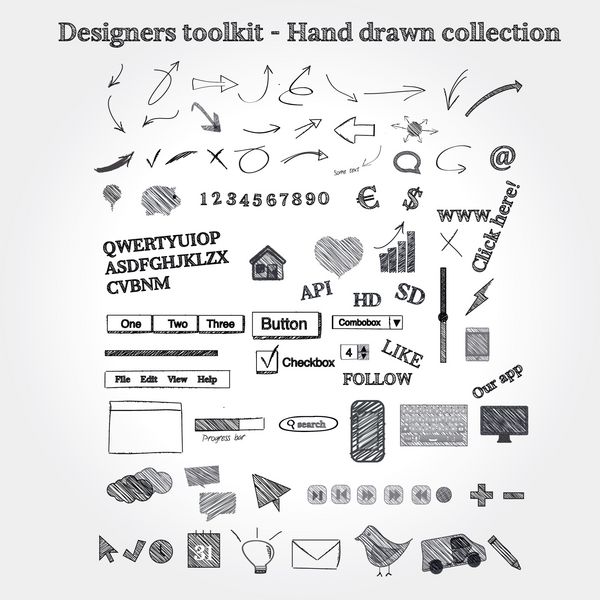 جعبه ابزار طراحان - مجموعه طراحی شده با دست