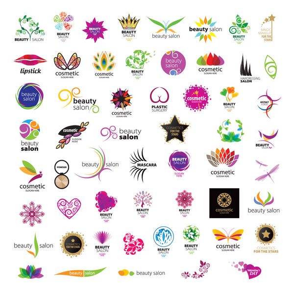 مجموعه ای از لوگوهای وکتور برای سالن های زیبایی لوازم آرایش