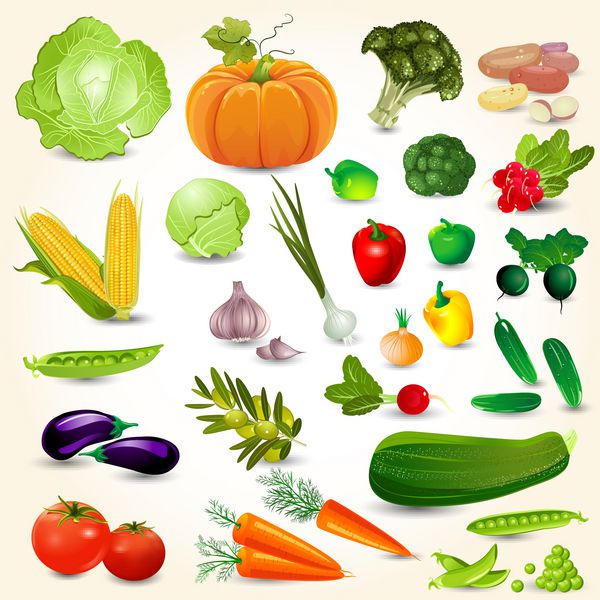 مجموعه ای از سبزیجات تازه برای طراحی شما