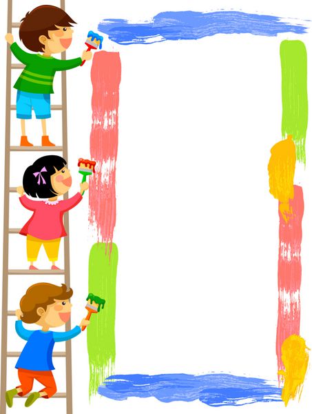 بچه ها در حال نقاشی یک قاب