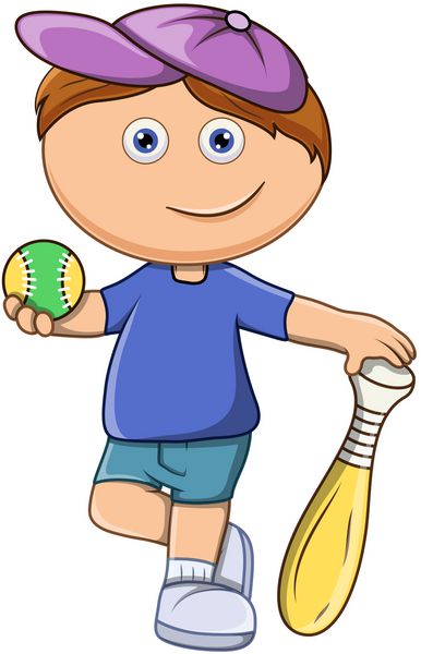 بیسبال بچه کوچولو - تصویر کارتونی وکتور
