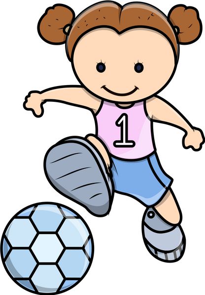 فوتبال دختر کوچک - وکتور تصویر کارتونی