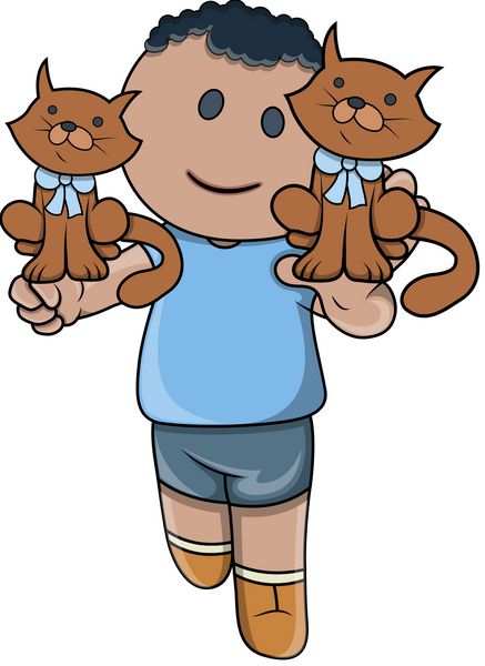 بچه کوچولو با بچه گربه ها - وکتور تصویر کارتونی