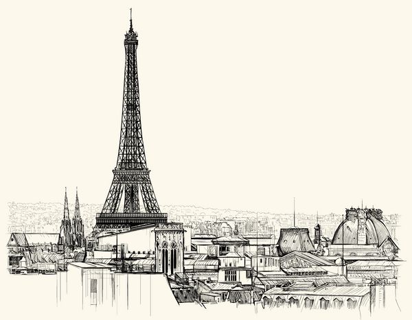 برج ایفل بر فراز پشت بام های پاریس