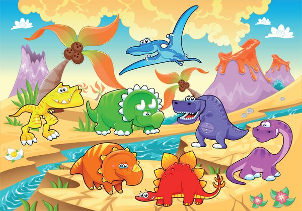 رنگین کمان دایناسورها در منظره