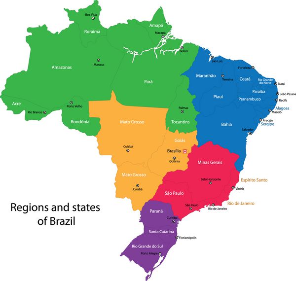 نقشه رنگارنگ برزیل