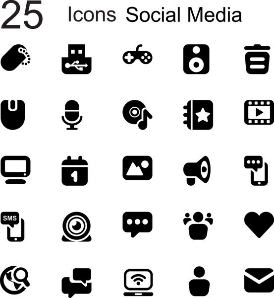 25 آیکون مجموعه اصلی رسانه های اجتماعی
