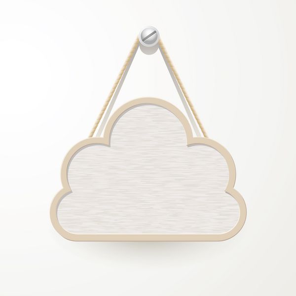 تابلوی چوبی با طناب آویزان شده بر روی میخ طرح ابر برای بکگر