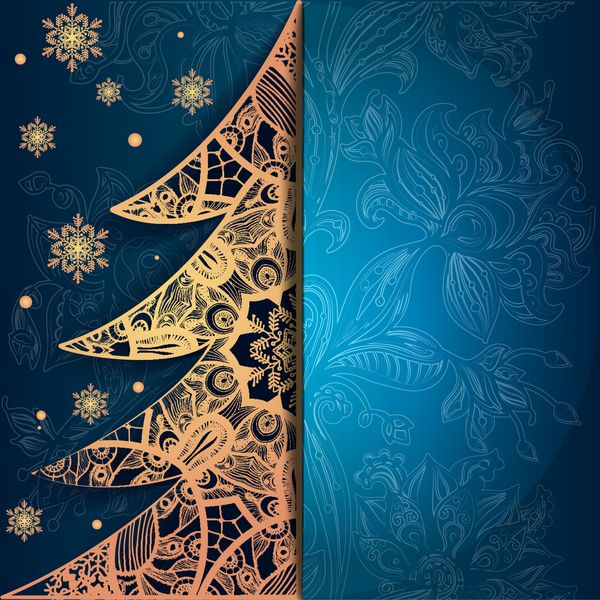 کارت تبریک کریسمس با درخت تزئینی از l