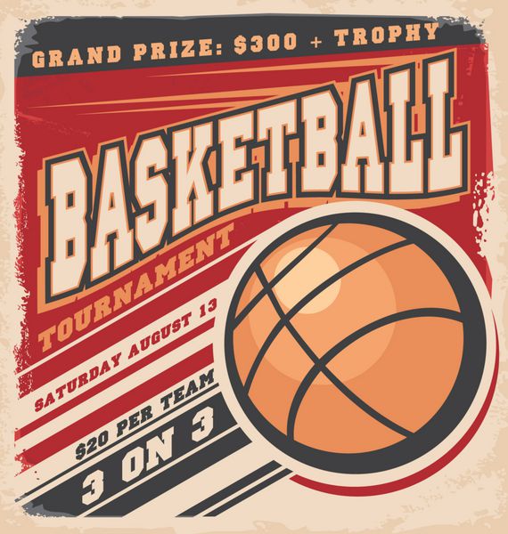 طراحی پوستر بسکتبال رترو