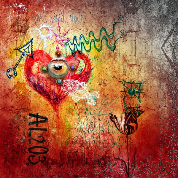 گرافیتی با قلب قرمز